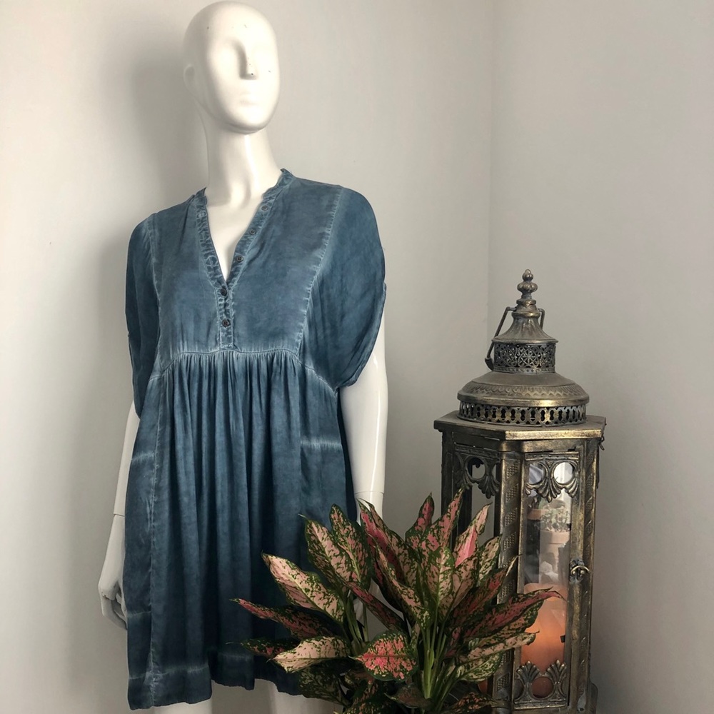 Free People Tunic Dress Blue With Pockets